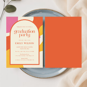 Elegante Retro Script Boog Frame Grad Afstuderen Bedankkaart