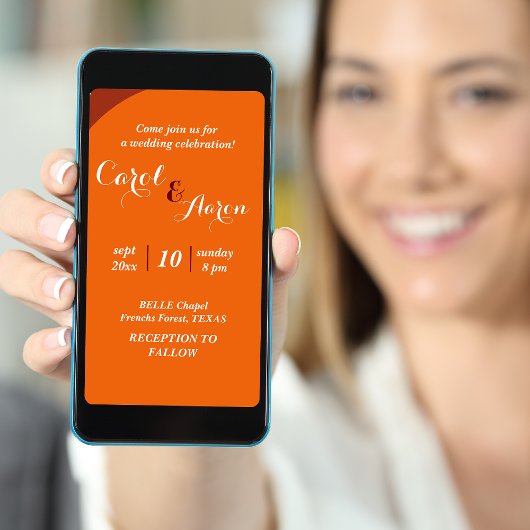 Elegante retro sinaasappel bruiloft kaart