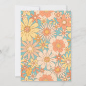 Elegante Retro Sinaasappel Perzik Flora 60e Verjaa Kaart (Achterkant)