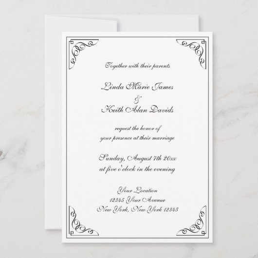 Elegante retro stijl bloeien wervelende grens brui kaart (Voorkant)