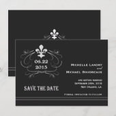Elegante Retro Stijl Fleur de Lis Bewaar de Datum Save The Date (Voorkant / Achterkant)