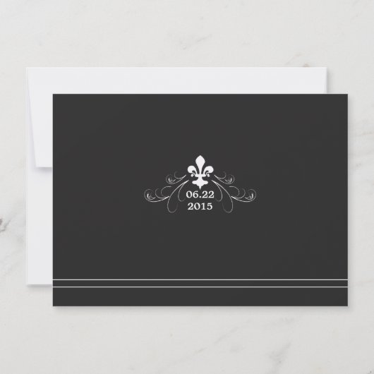 Elegante Retro Stijl Fleur de Lis Save the Date (Achterkant)
