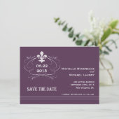Elegante Retro Stijl Fleur de Lis Save the Date Kaart (Staand voorkant)