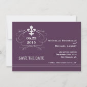 Elegante Retro Stijl Fleur de Lis Save the Date Kaart (Voorkant)