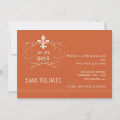 Elegante Retro Stijl Fleur de Lis Save the Date Kaart (Voorkant)