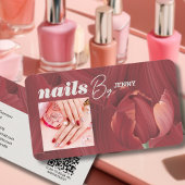 Elegante Retro Stijlvolle Rode Abstract Nails Arti Visitekaartje