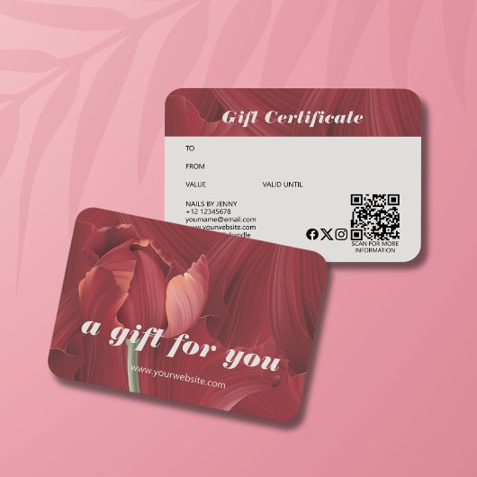 Elegante Retro Stijlvolle Rode Tulp Abstract Patro Visitekaartje