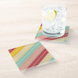 Elegante Retro Strepen Glazen Onderzetter