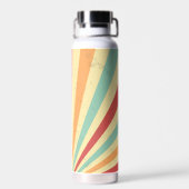 Elegante Retro Sunburst Achtergrond Waterfles (Achterkant)