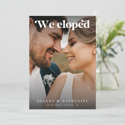 Elegante Retro Trouwkaart Zwart & Wit Kaart (Staand voorkant)