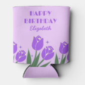 Elegante Retro Tulp Bloemen Paarse Verjaardag Blikjeskoeler (Voorkant)