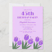 Elegante Retro Tulp Bloemen Paarse Verjaardag Kaart (Voorkant)