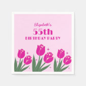 Elegante Retro Tulp Bloemenroze Verjaardag Servet (Voorkant)