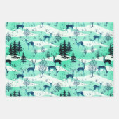 Elegante Retro Turquoise Blauwe Bosherten Inpakpapier Vel (Voorkant 3)