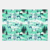 Elegante Retro Turquoise Blauwe Bosherten Inpakpapier Vel (Voorkant)