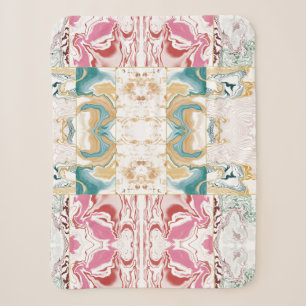 Elegante Retro Turquoise & Roze Marmer Vloeibare K Sherpa Deken