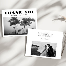 Elegante Retro Typografie Foto Huwelijk Bedankt