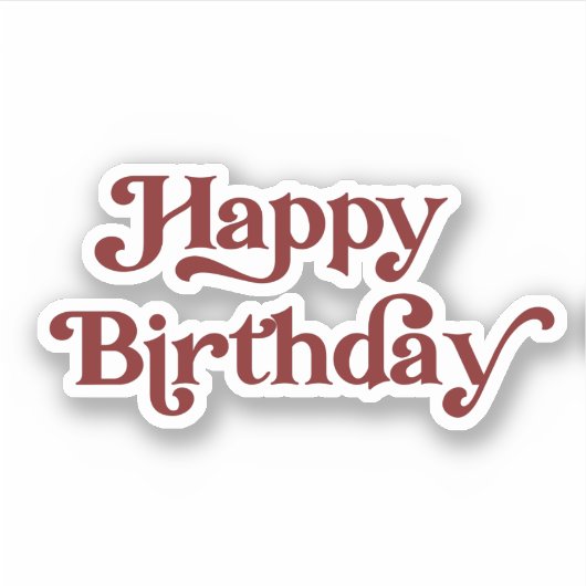 Elegante Retro Typografie Gelukkige Verjaardag Sticker (Voorkant)