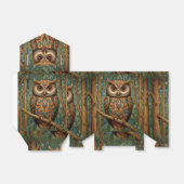 Elegante retro uil boho bohemian bos groen bedankdoosjes (Uitgevouwen)