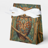 Elegante retro uil boho bohemian bos groen bedankdoosjes (Voorkant Zijde)