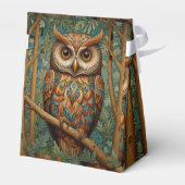 Elegante retro uil boho bohemian bos groen bedankdoosjes (Achterkant)