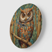 Elegante retro uil boho bohemian bos groen grote klok (Hoek)