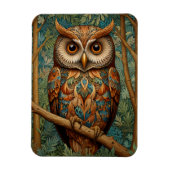 Elegante retro uil boho bohemian bos groen magneet (Verticaal)