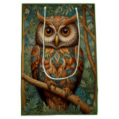 Elegante retro uil boho bohemian bos groen medium cadeauzakje (Achterkant)