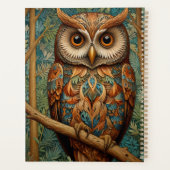 Elegante retro uil boho bohemian bos groen planner (Achterkant)