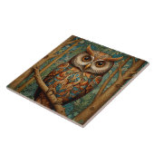 Elegante retro uil boho bohemian bos groen tegeltje (Zijkant)