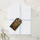 Elegante retro uil bos groen cadeaulabel (Met Touw)