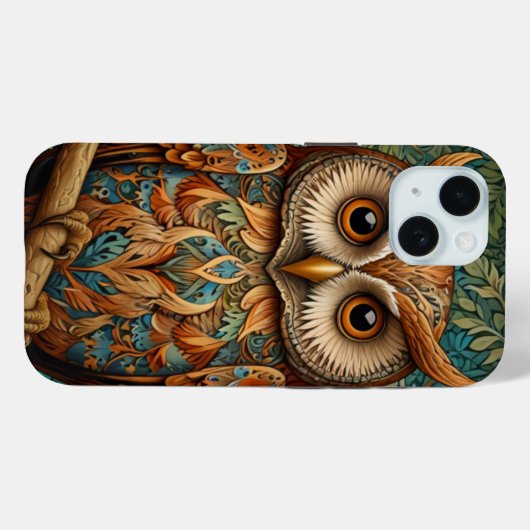 Elegante retro uil bos groen Case-Mate iPhone case (Achterkant (horizontaal))