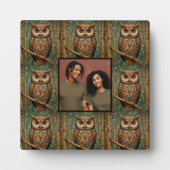 Elegante retro uil bos groen foto sjabloon fotoplaat (Voorkant)