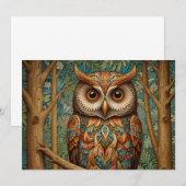 Elegante retro uil bos groen kaart (Voorkant / Achterkant)