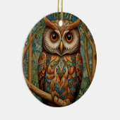 Elegante retro uil bos groen keramisch ornament (Rechts)