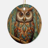 Elegante retro uil bos groen keramisch ornament (Links)