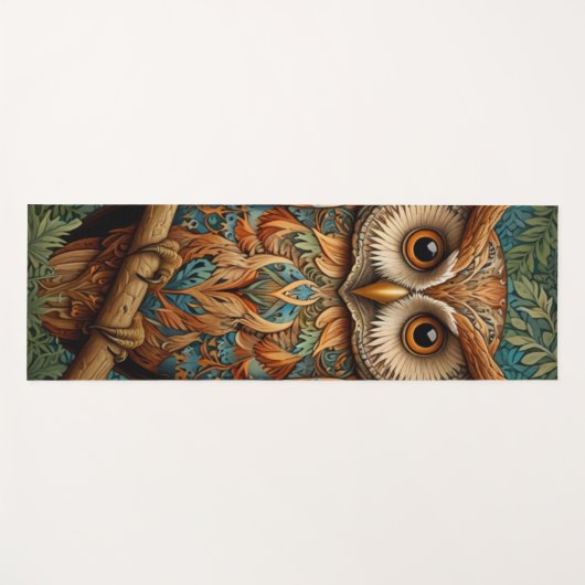 Elegante retro uil bos groen yogamat (Voorkant (horizontaal))