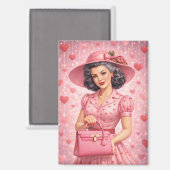 Elegante Retro Valentijn Magnet (Voorkant / Achterkant)