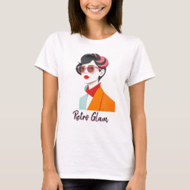 Elegante Retro Vrouw met Roze Zonnebril T-shirt
