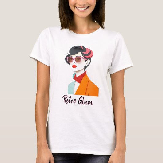 Elegante Retro Vrouw met Roze Zonnebril T-shirt (Voorkant)