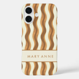 Elegante retro wavy verticale strepen iPhone 16 hoesje