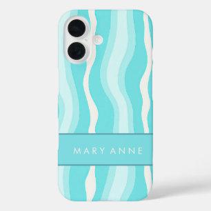 Elegante retro wavy verticale strepen iPhone 16 hoesje