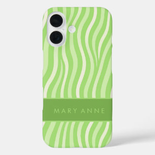 Elegante retro wavy verticale strepen iPhone 16 hoesje