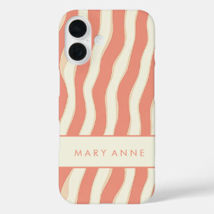 Elegante retro wavy verticale strepen iPhone 16 hoesje