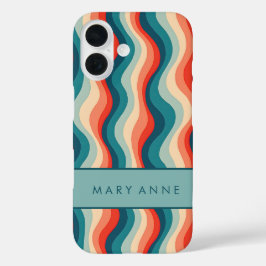 Elegante retro wavy verticale strepen iPhone 16 hoesje