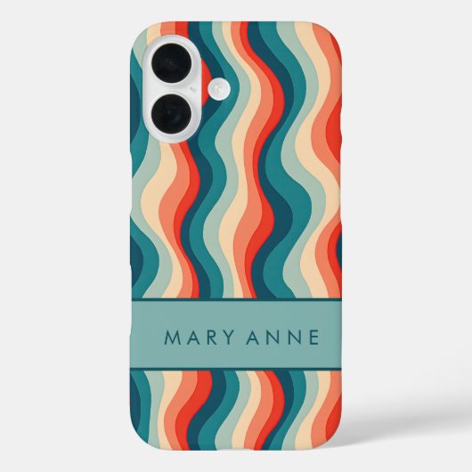 Elegante retro wavy verticale strepen Case-Mate iPhone case (Achterkant)