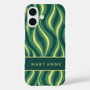 Elegante retro wavy verticale strepen iPhone 16 hoesje
