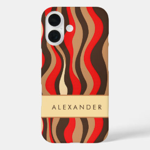 Elegante retro wavy verticale strepen iPhone 16 hoesje