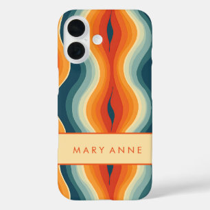 Elegante retro wavy verticale strepen iPhone 16 hoesje
