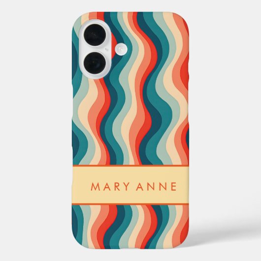 Elegante retro wavy verticale strepen Case-Mate iPhone case (Achterkant)